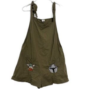 The Mandalorian Romper Star Wars Yoda OS Tie Straps Green Disney Overall Shorts